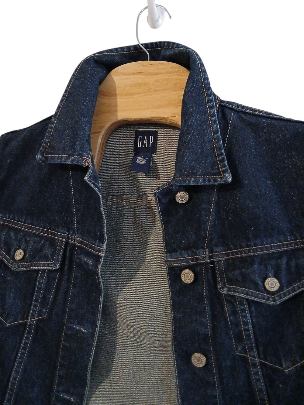 GAP Jean Jacket Womens Small Trucker Blue Denim Stretch Cotton Y2K VTG